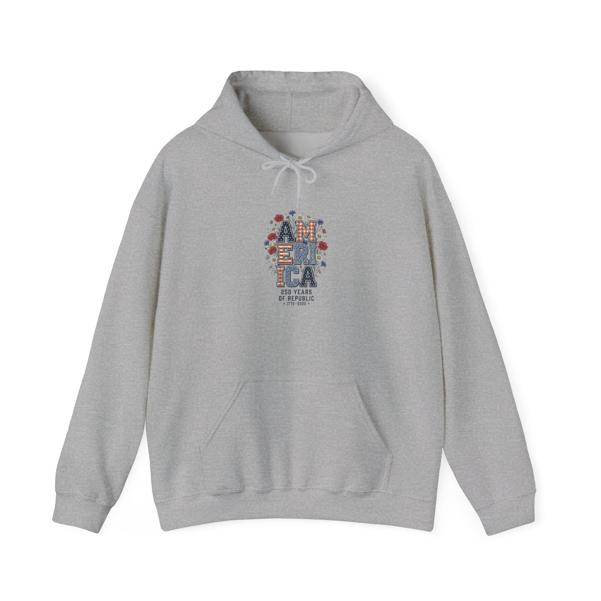 Vintage Americana 'America' Typography Hoodie | 4th of July Stars & Florals