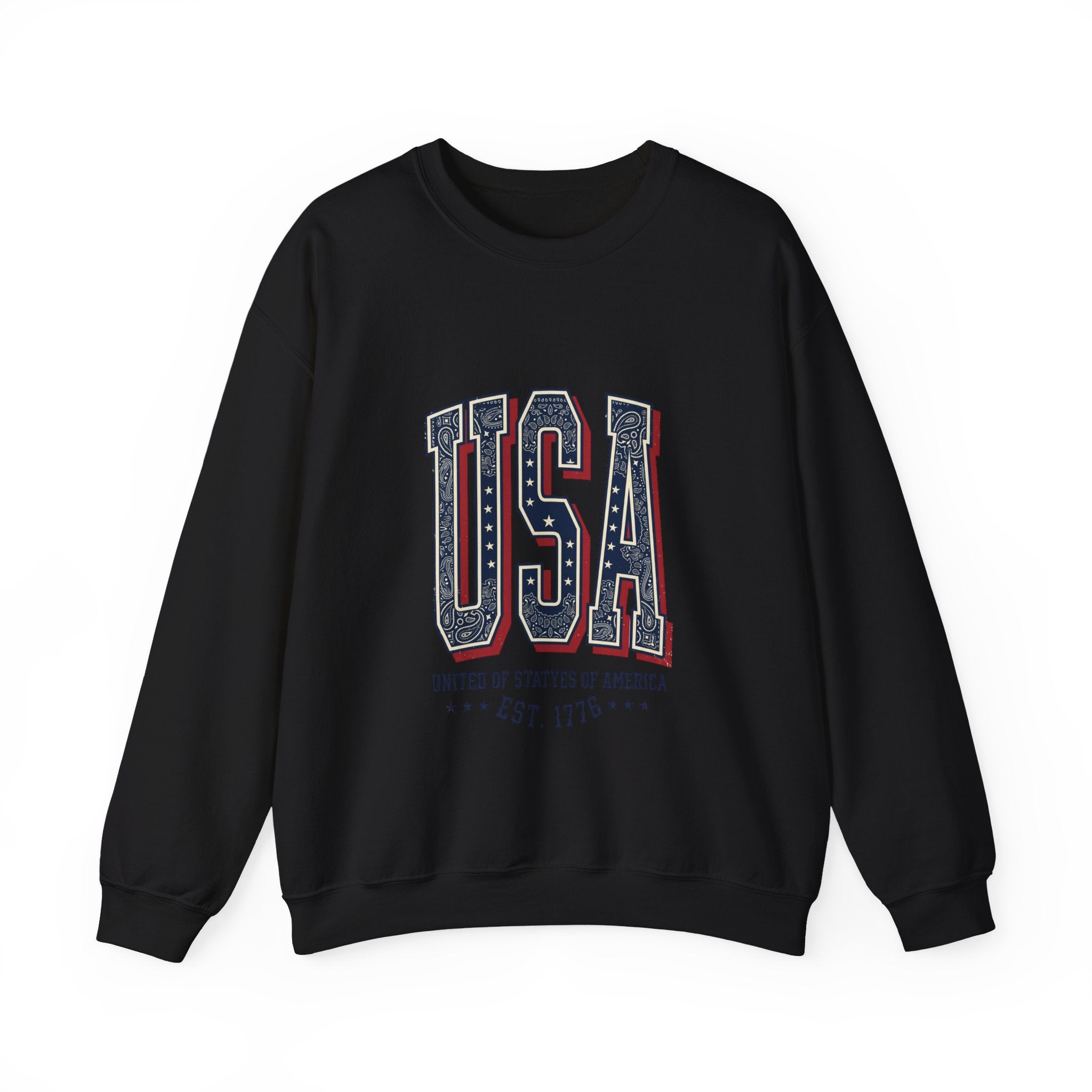 Vintage USA Crewneck Sweatshirt | 4th of July Americana, Stars & Stripe Typography