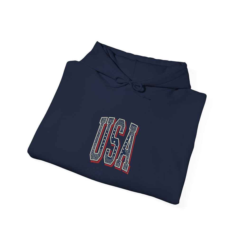 Vintage USA Hoodie | 4th of July Patriotic Graphic, Stars & Stripe Typography