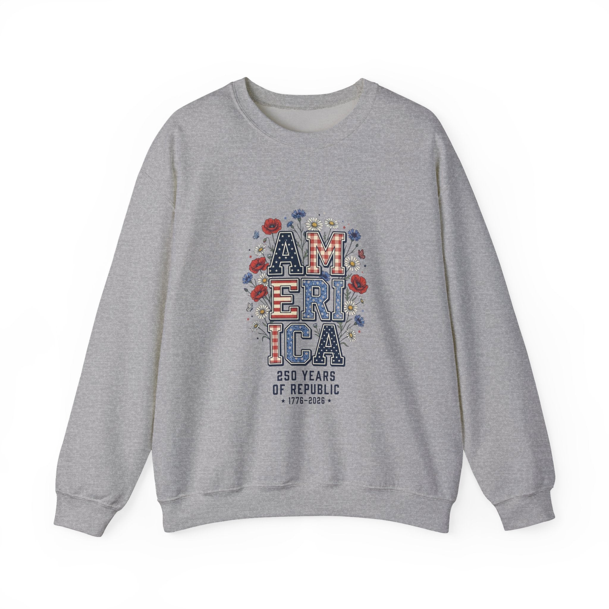 Vintage Americana America Floral Crewneck Sweatshirt | 4th of July Patriotic