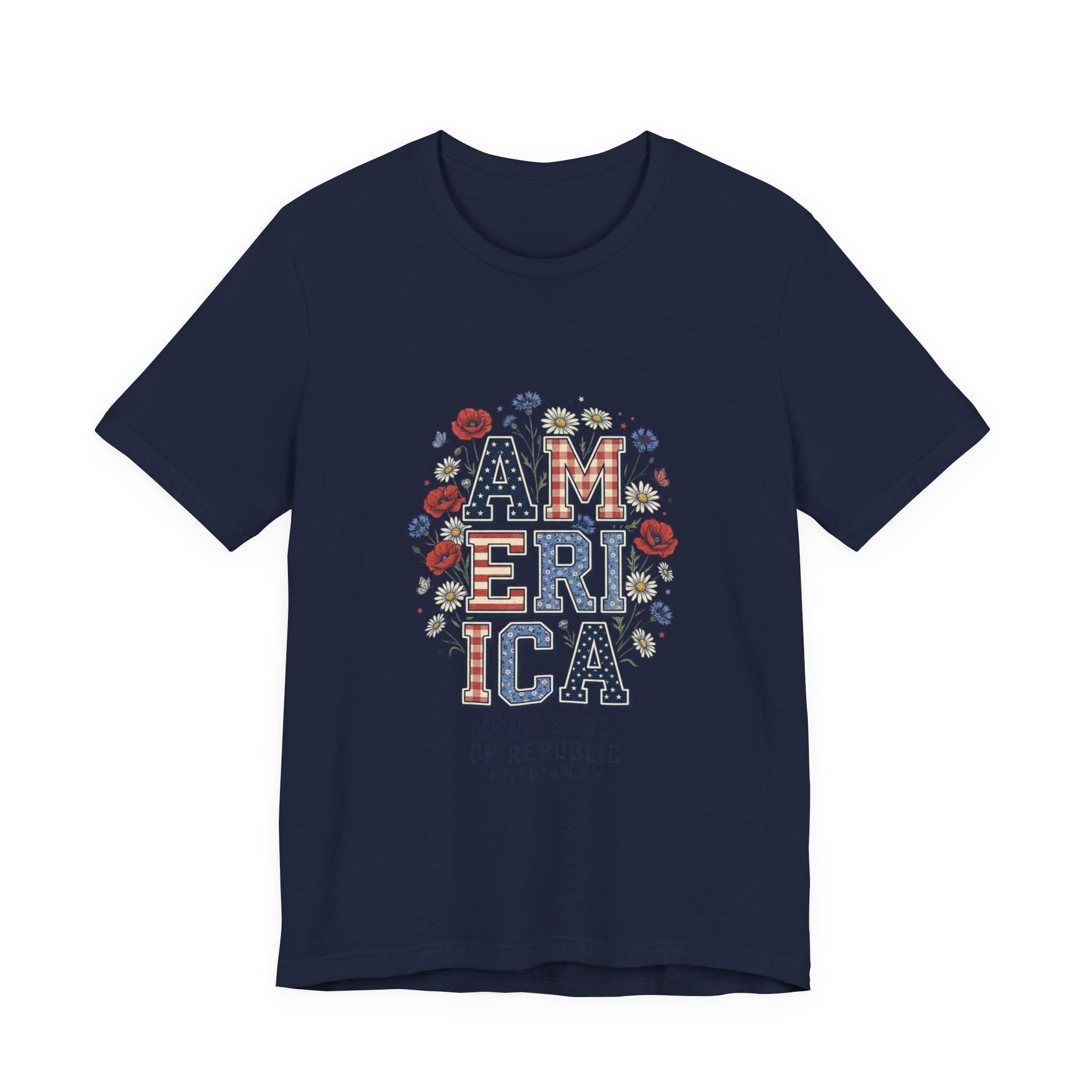 America Floral Vintage Tee | 4th of July Patriotic Stars & Stripes