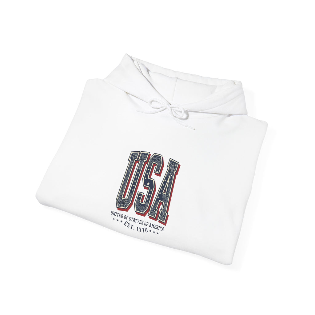Vintage USA Hoodie | 4th of July Patriotic Graphic, Stars & Stripe Typography