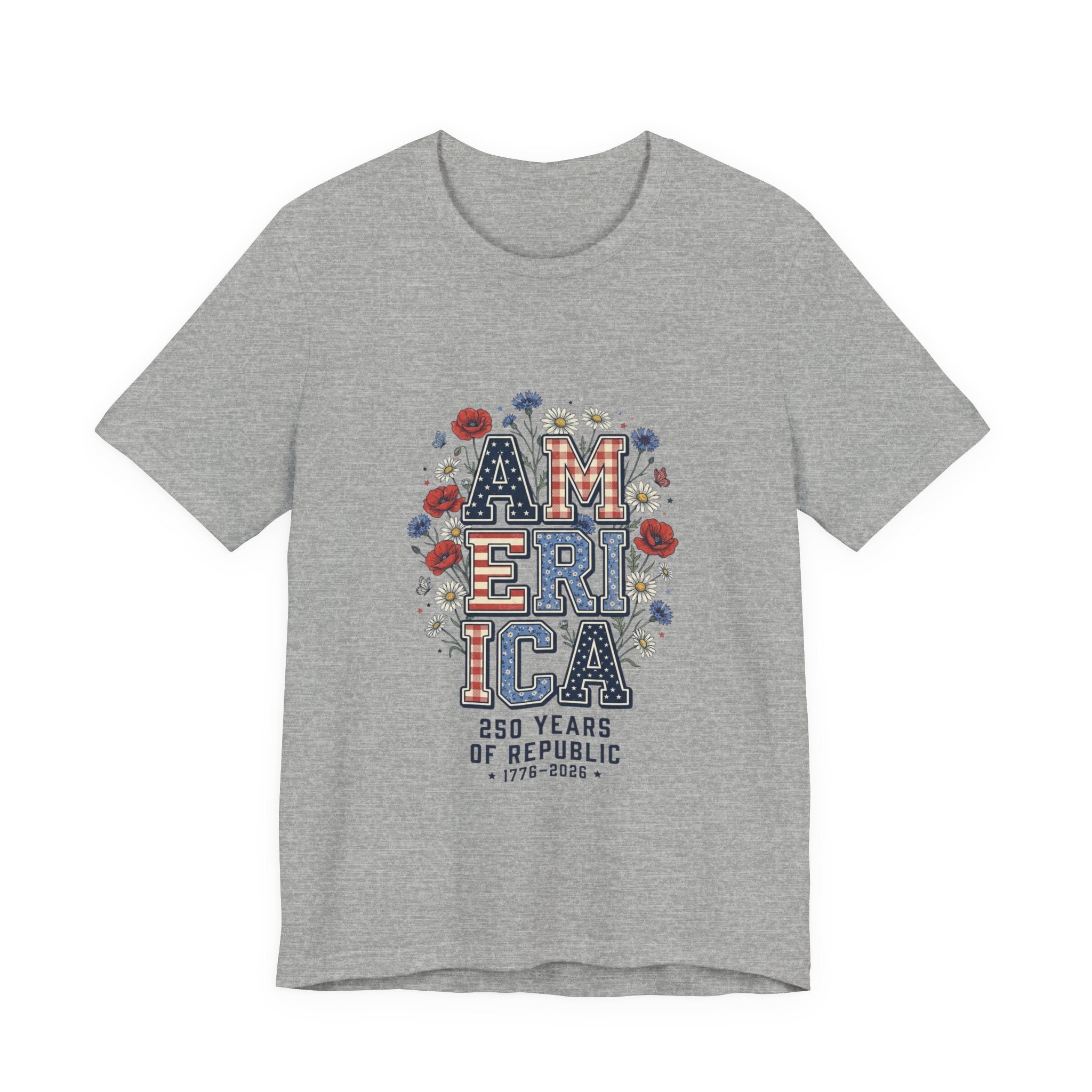 America Floral Vintage Tee | 4th of July Patriotic Stars & Stripes