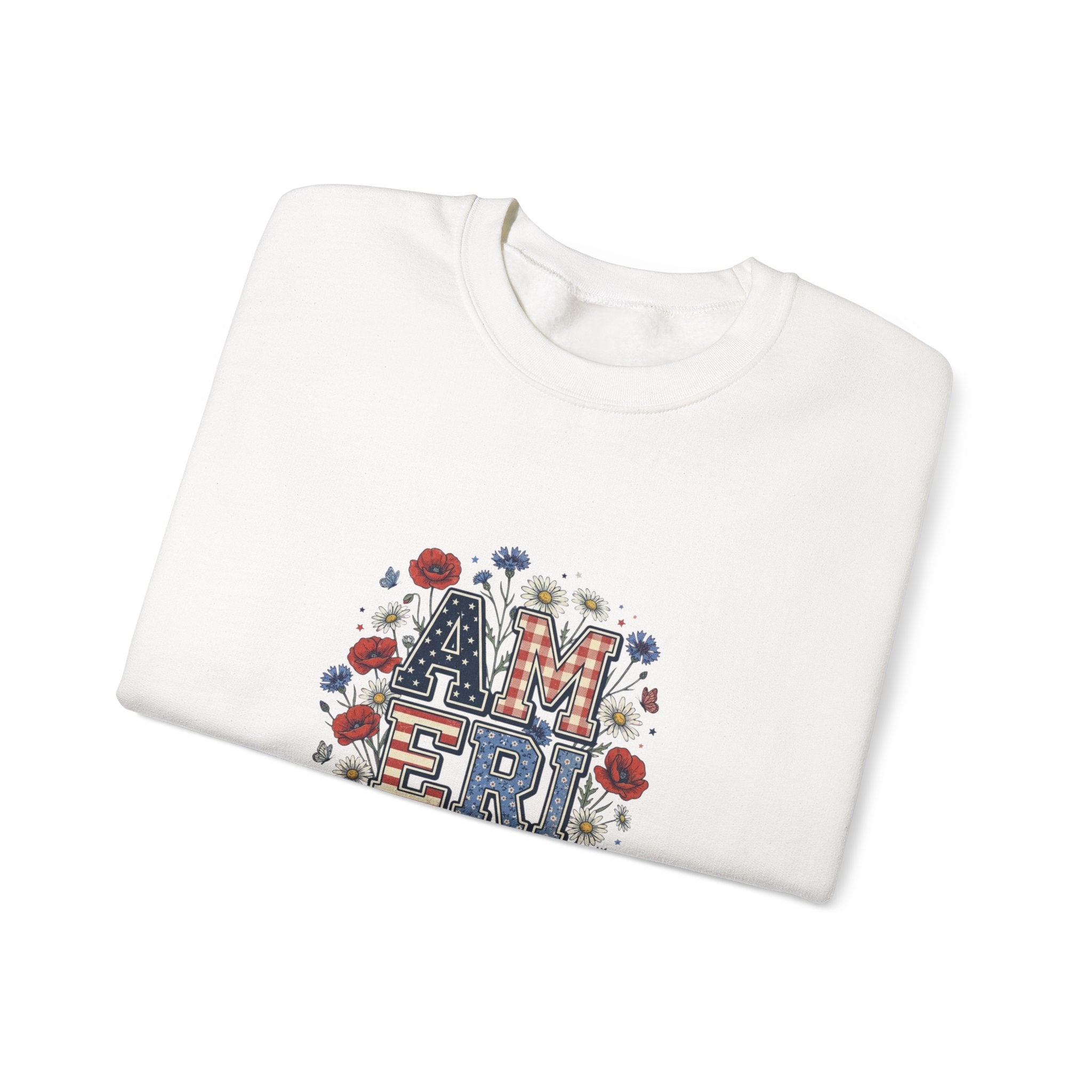 Vintage Americana America Floral Crewneck Sweatshirt | 4th of July Patriotic