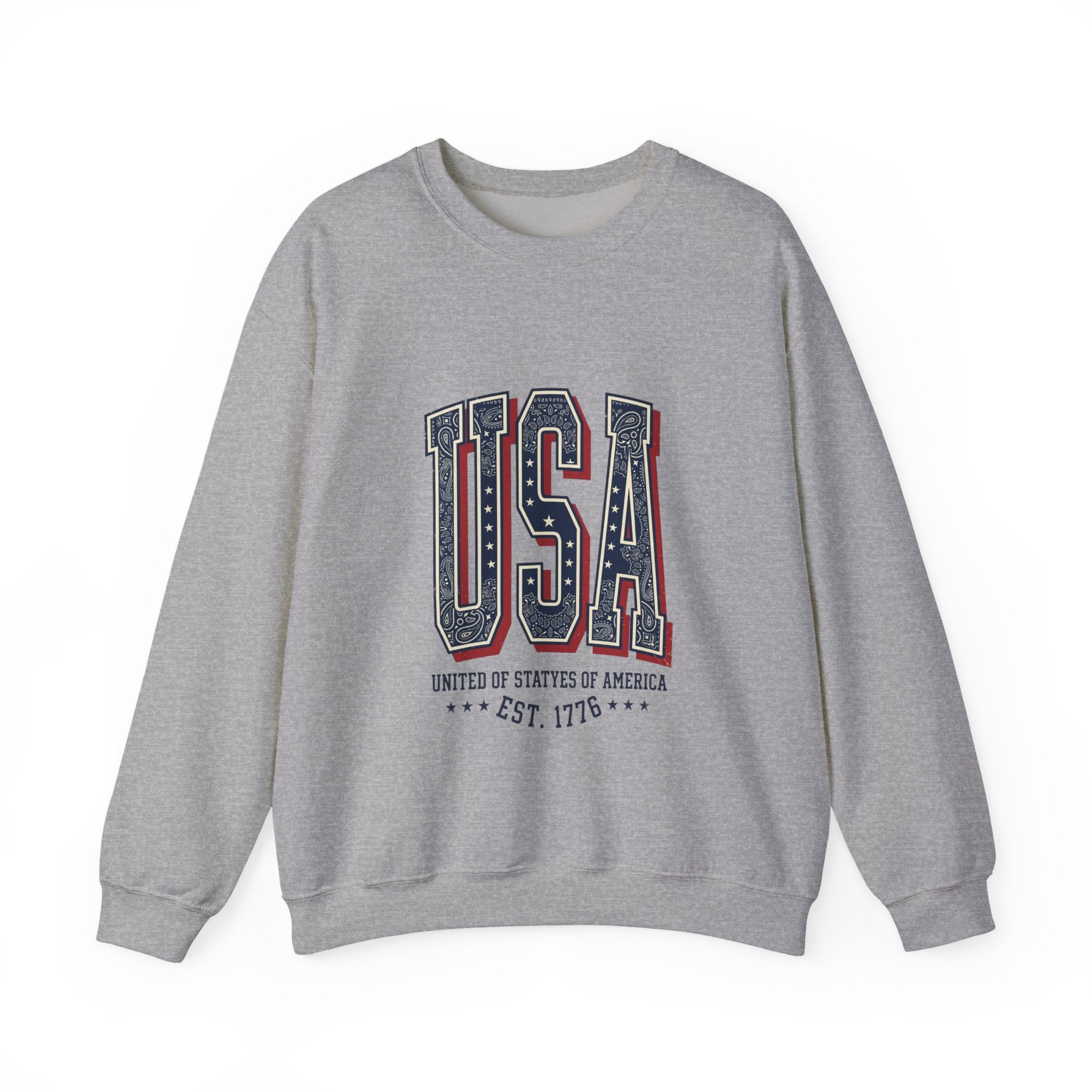 Vintage USA Crewneck Sweatshirt | 4th of July Americana, Stars & Stripe Typography