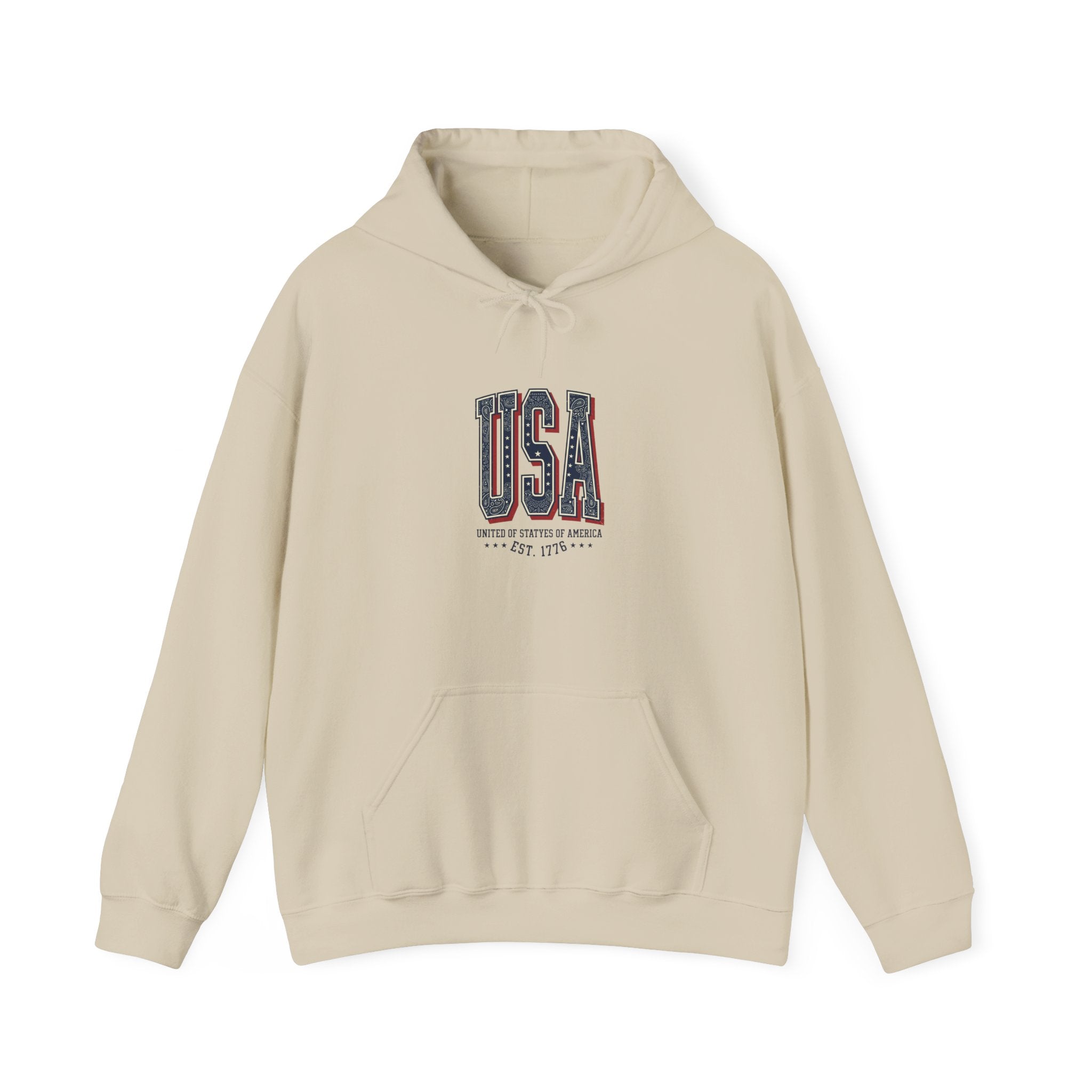 Vintage USA Hoodie | 4th of July Patriotic Graphic, Stars & Stripe Typography