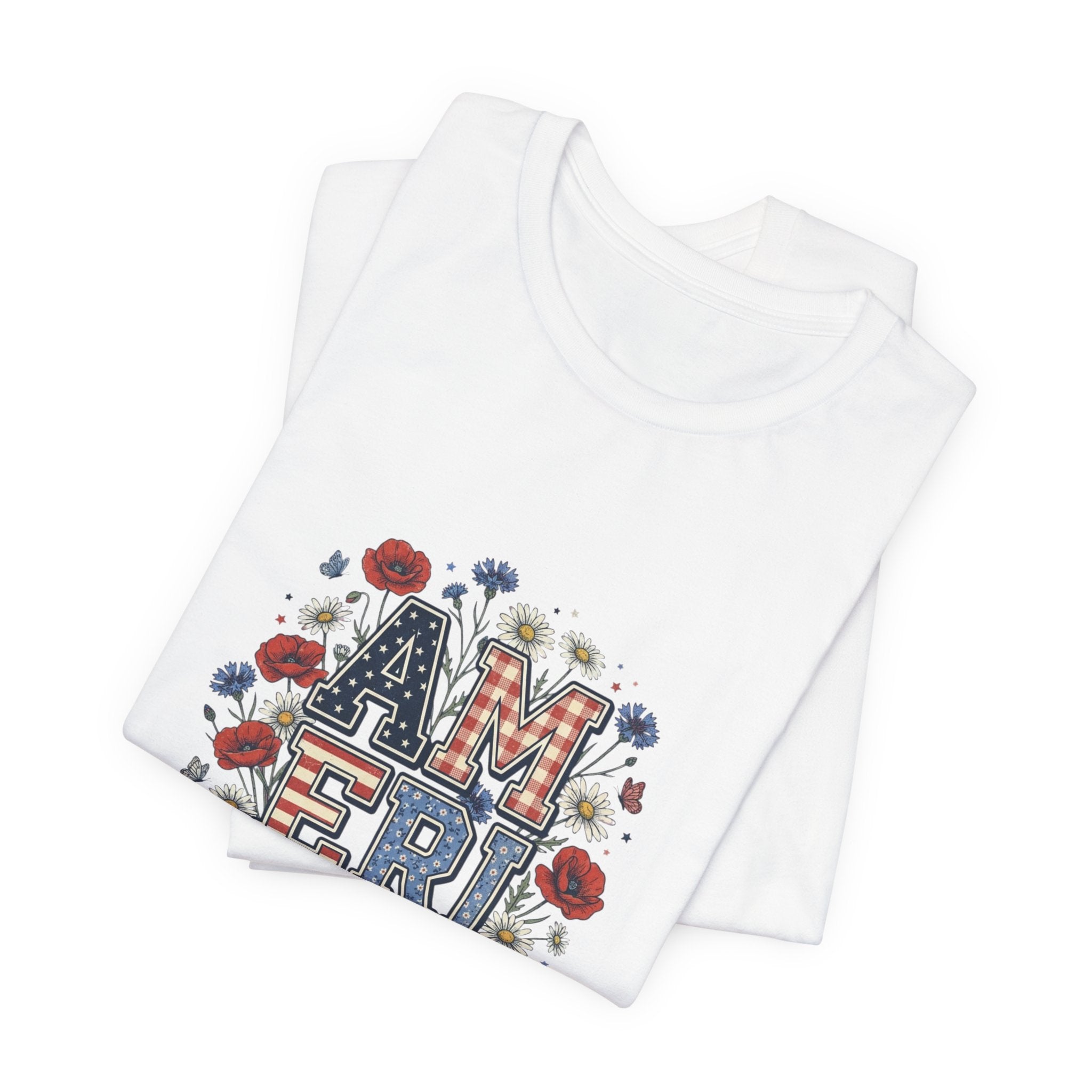 America Floral Vintage Tee | 4th of July Patriotic Stars & Stripes