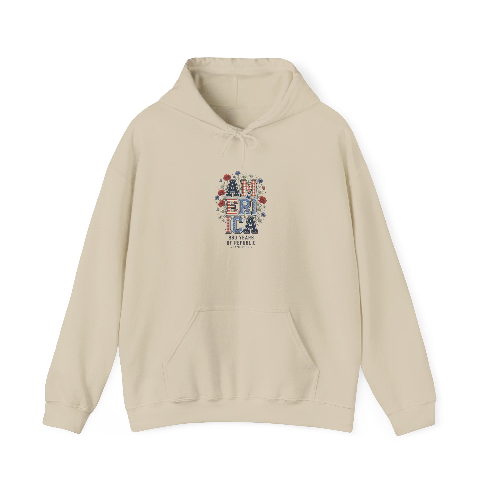Vintage Americana 'America' Typography Hoodie | 4th of July Stars & Florals