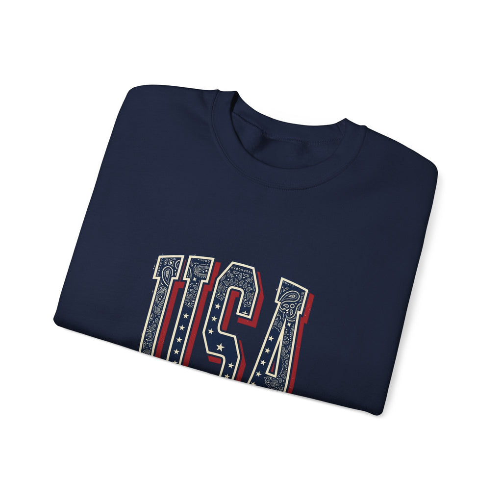 Vintage USA Crewneck Sweatshirt | 4th of July Americana, Stars & Stripe Typography