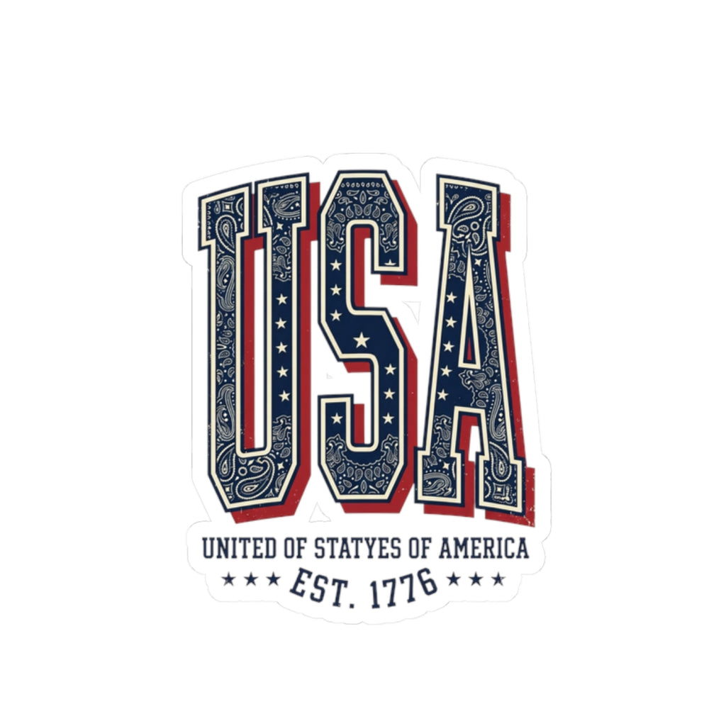 USA Patriotic Bandana Typography Sticker | 4th of July Vintage Americana