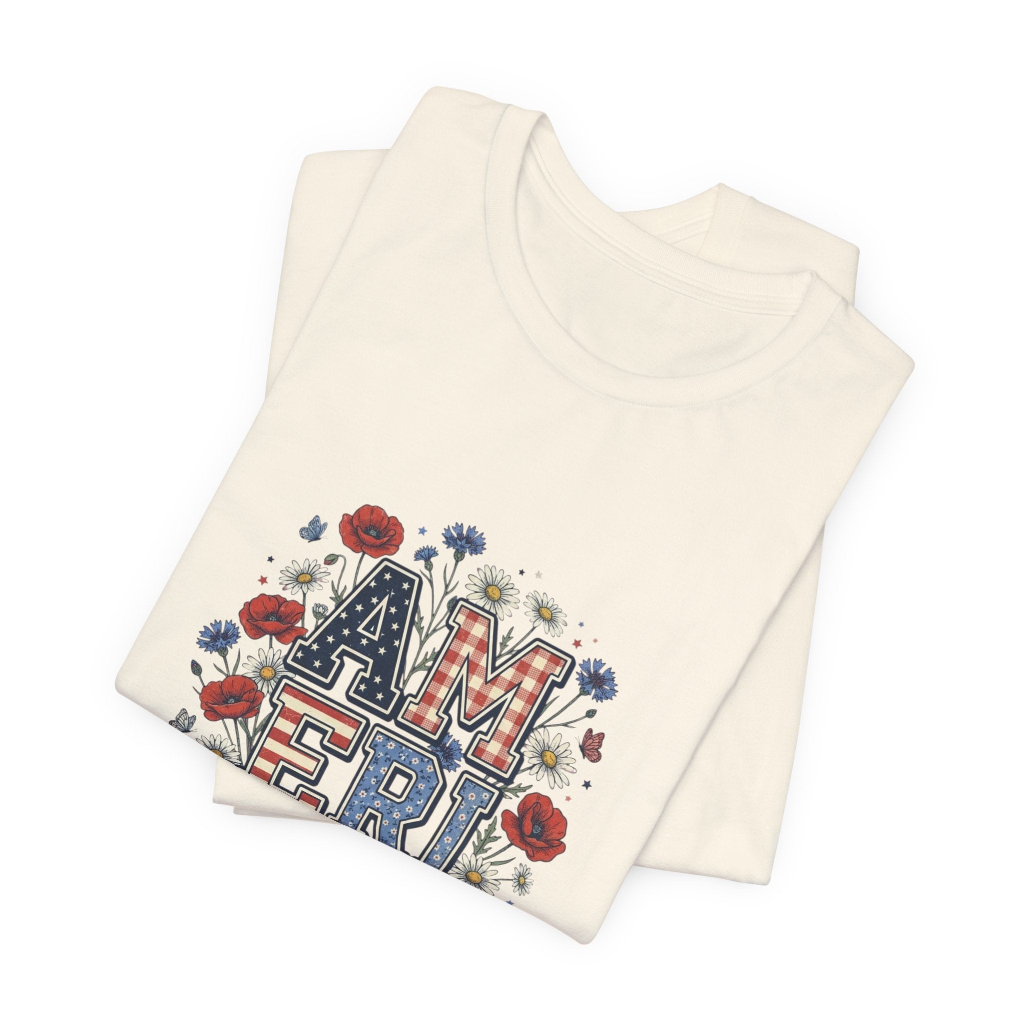 America Floral Vintage Tee | 4th of July Patriotic Stars & Stripes