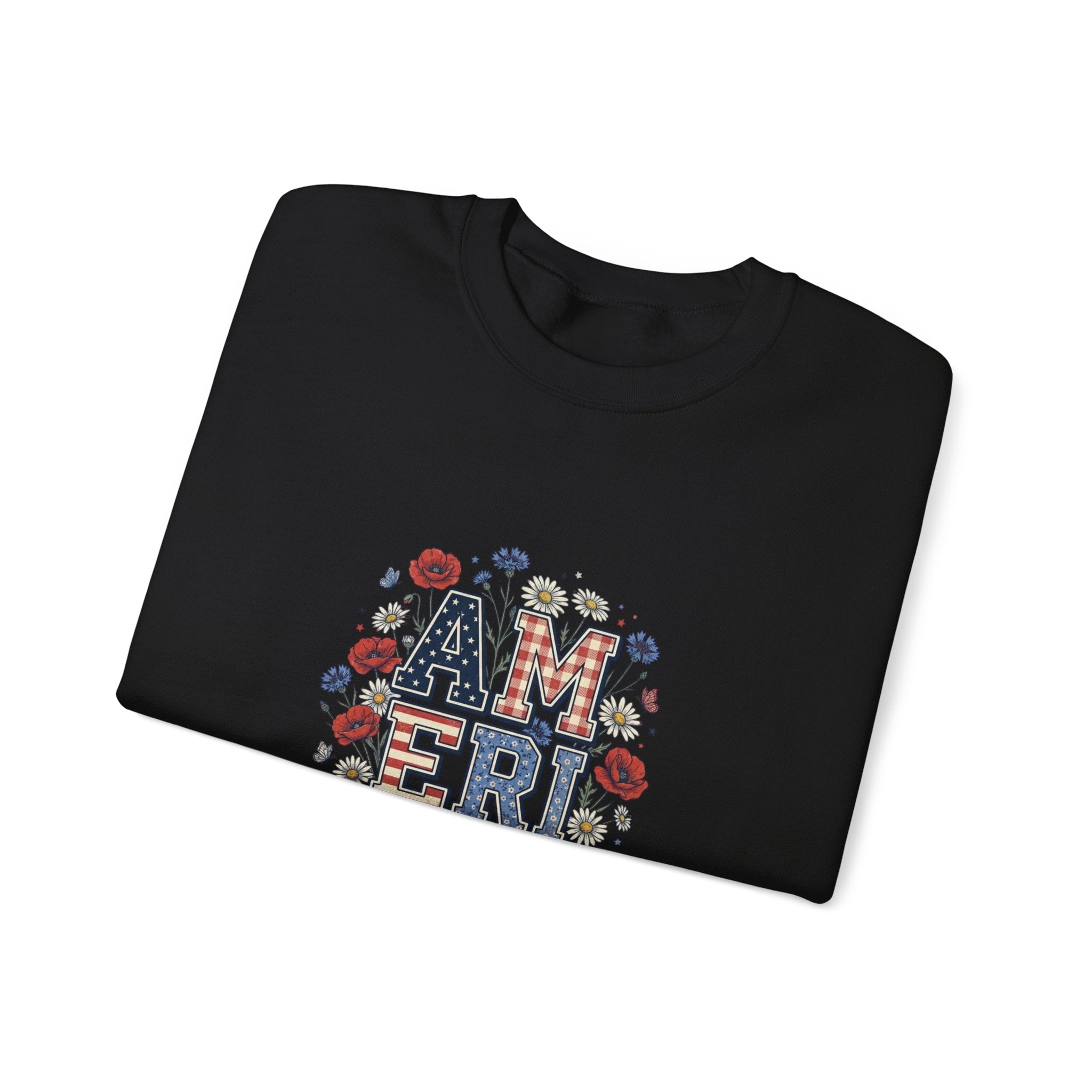 Vintage Americana America Floral Crewneck Sweatshirt | 4th of July Patriotic