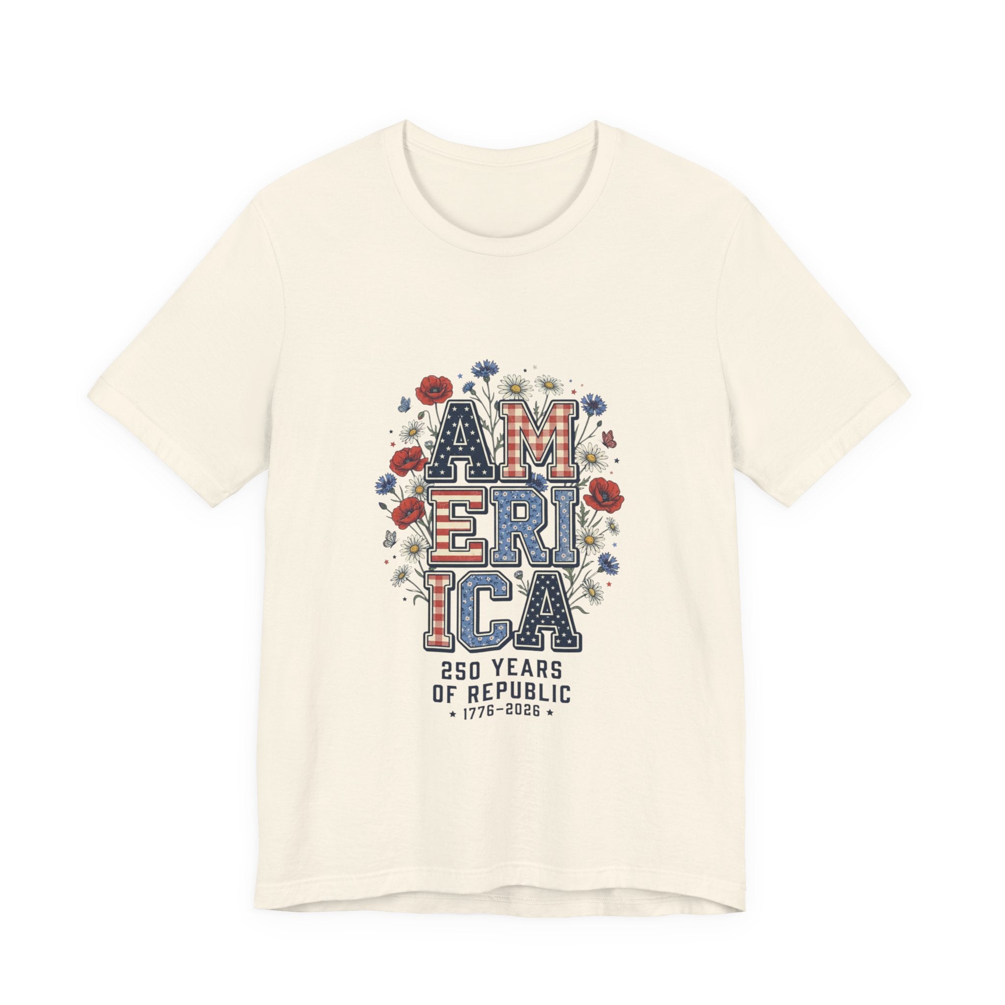 America Floral Vintage Tee | 4th of July Patriotic Stars & Stripes