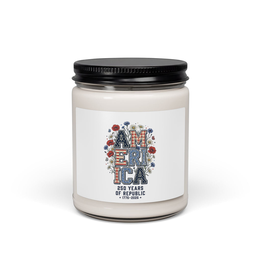 Vintage Americana America Floral Label Candle | 4th of July Stars & Stripes