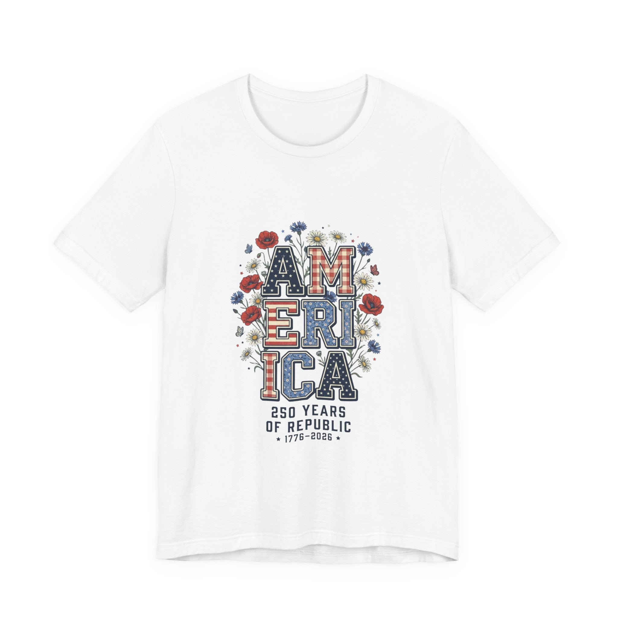 America Floral Vintage Tee | 4th of July Patriotic Stars & Stripes