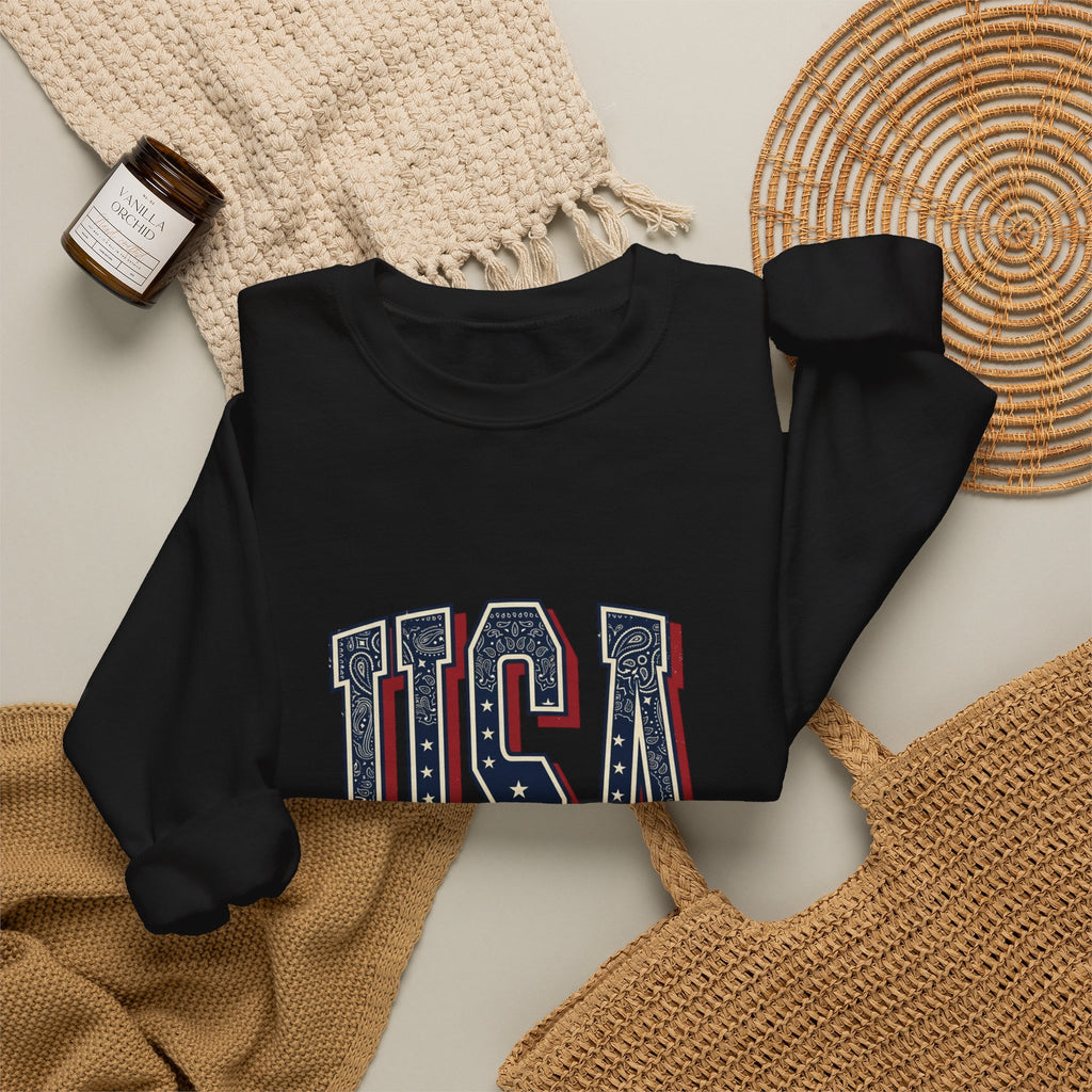 Vintage USA Crewneck Sweatshirt | 4th of July Americana, Stars & Stripe Typography