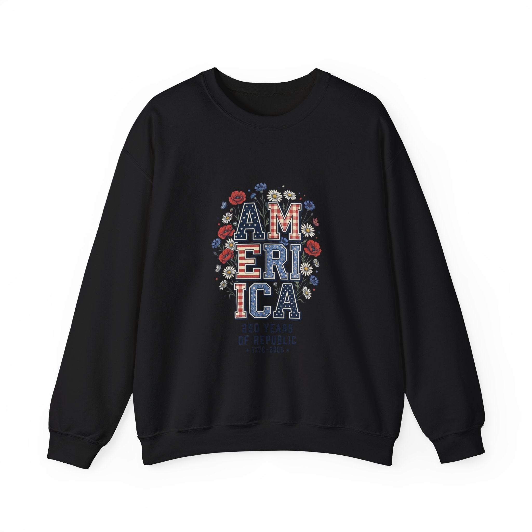 Vintage Americana America Floral Crewneck Sweatshirt | 4th of July Patriotic