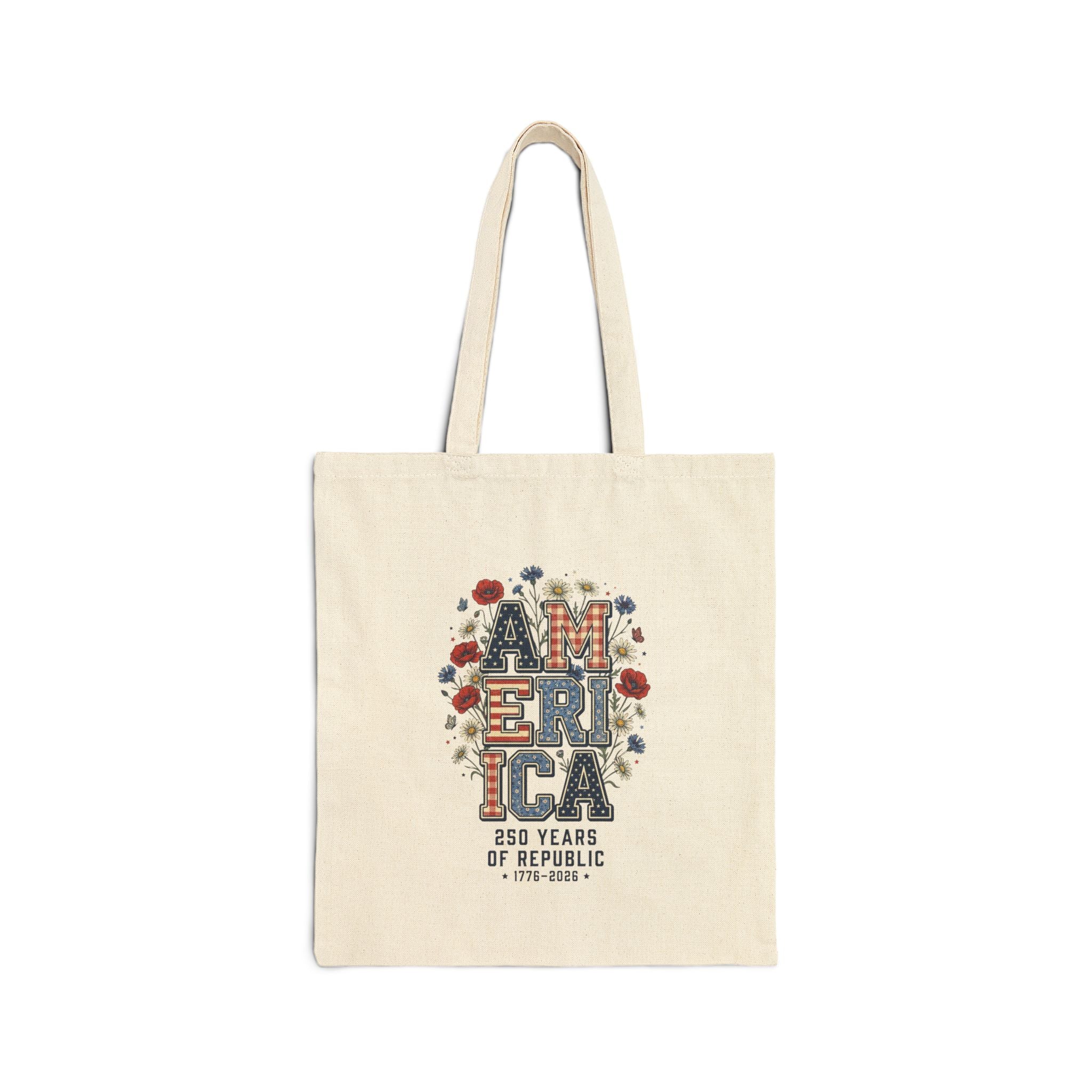 Vintage Americana 'AMERICA' Floral Graphic Tote | 4th of July, Patriotic