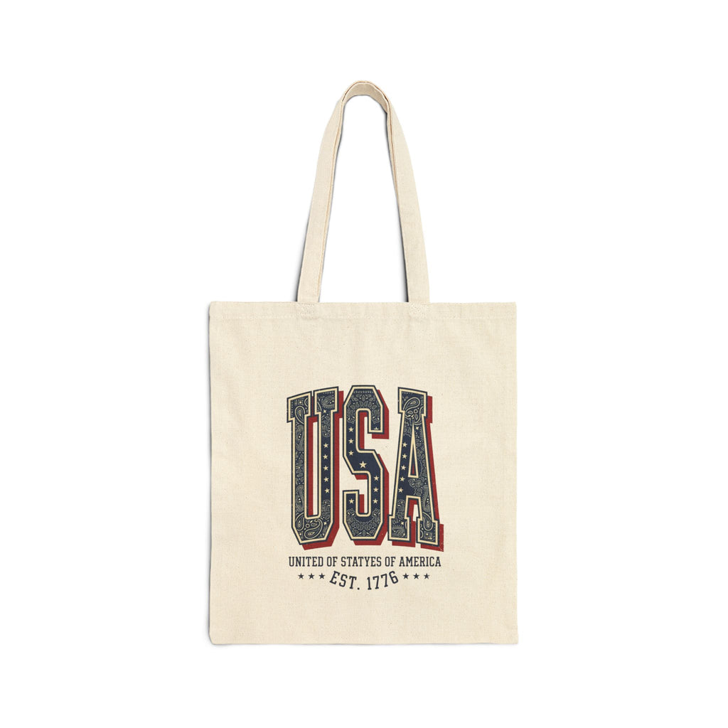 Vintage USA Typography Tote | 4th of July Americana Stars & Stripes