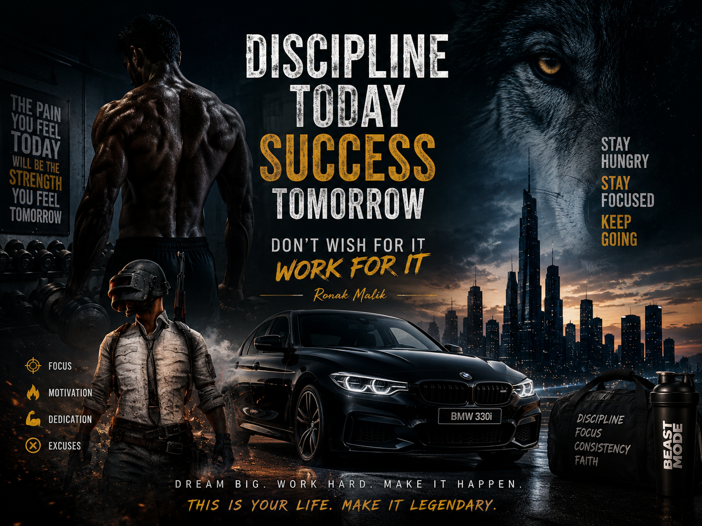 Motivational Car Scene Tee — “Discipline Today, Success Tomorrow” Boxy T‑Shirt