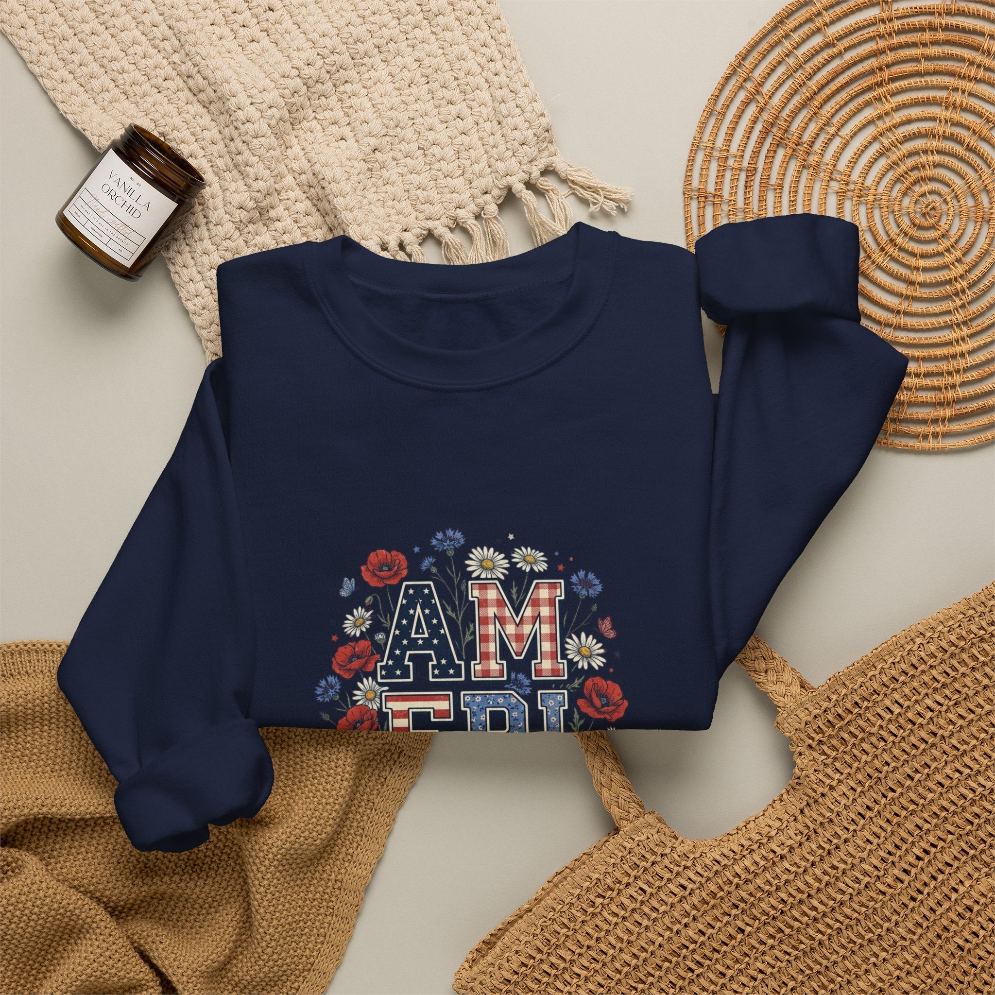 Vintage Americana America Floral Crewneck Sweatshirt | 4th of July Patriotic