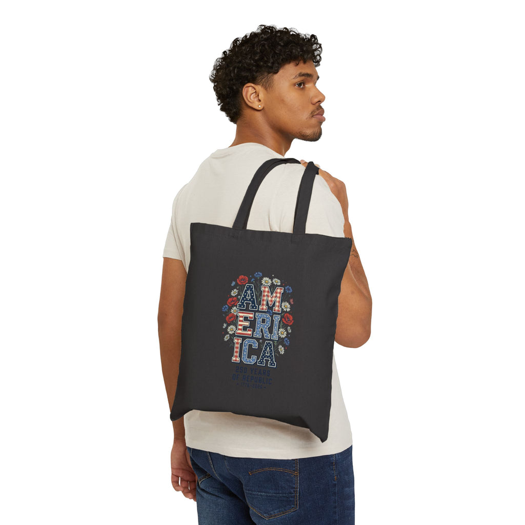 Vintage Americana 'AMERICA' Floral Graphic Tote | 4th of July, Patriotic
