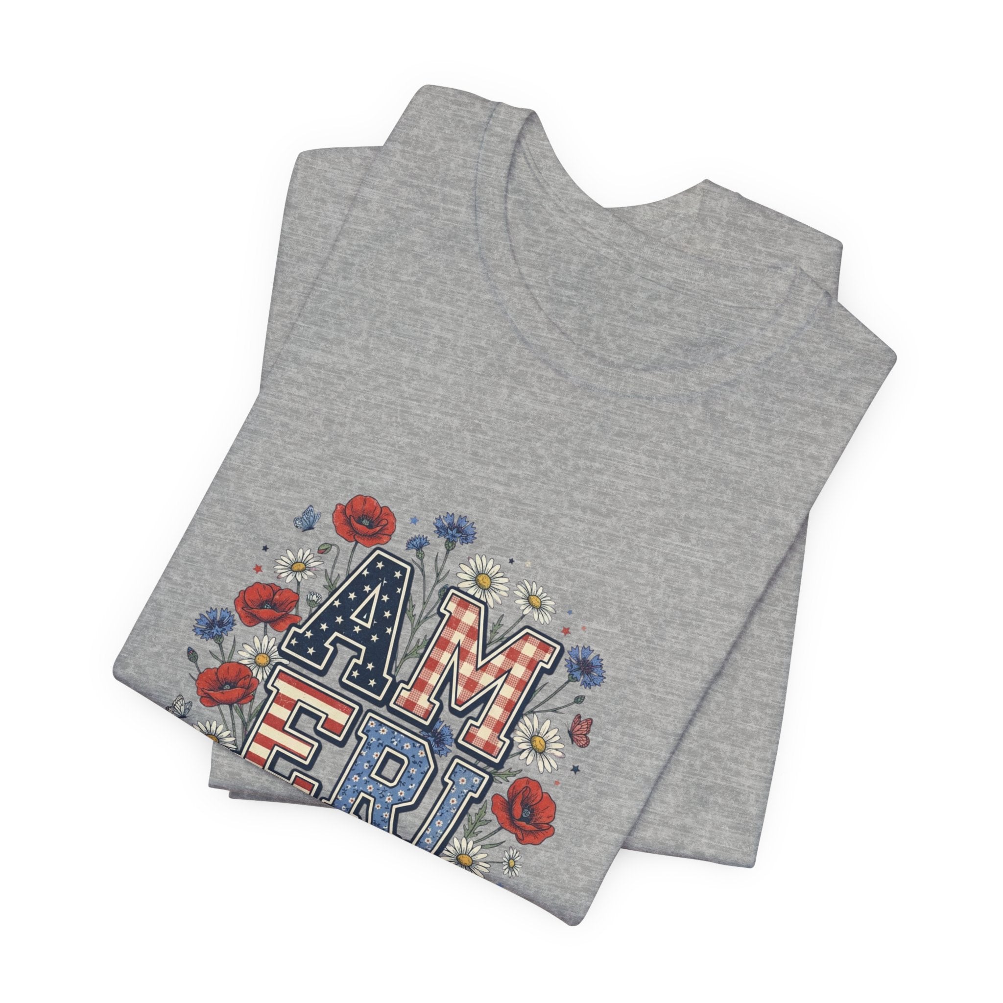America Floral Vintage Tee | 4th of July Patriotic Stars & Stripes