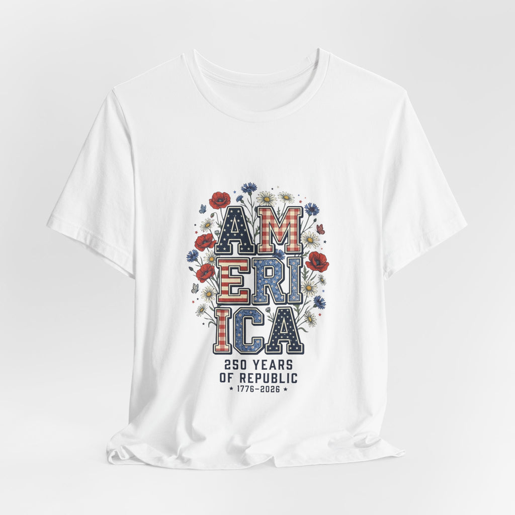 America Floral Vintage Tee | 4th of July Patriotic Stars & Stripes