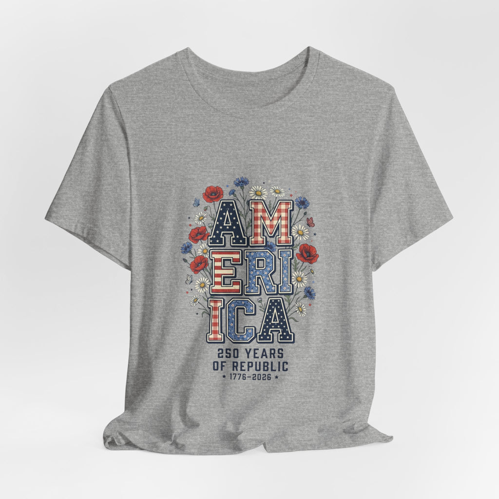 America Floral Vintage Tee | 4th of July Patriotic Stars & Stripes