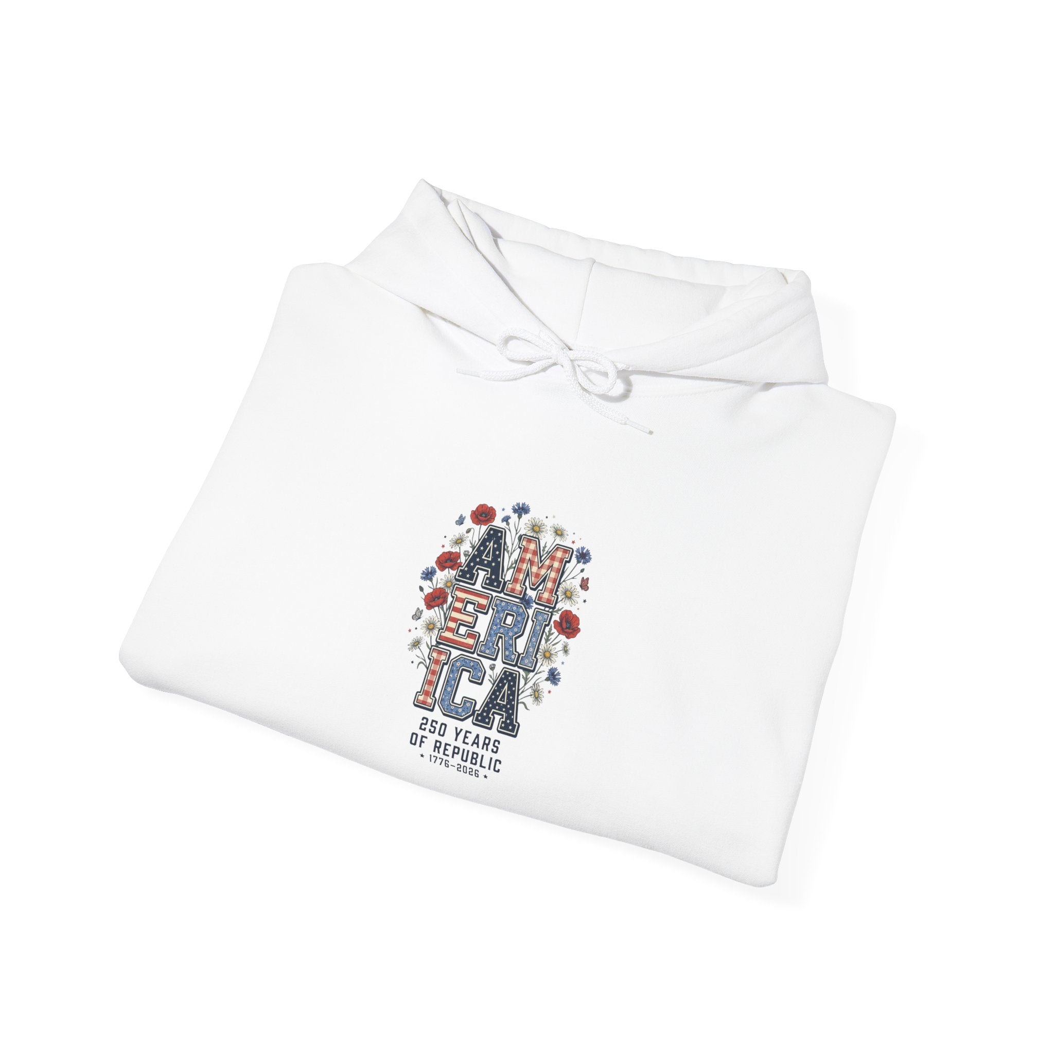 Vintage Americana 'America' Typography Hoodie | 4th of July Stars & Florals