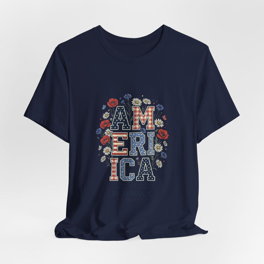 America Floral Vintage Tee | 4th of July Patriotic Stars & Stripes