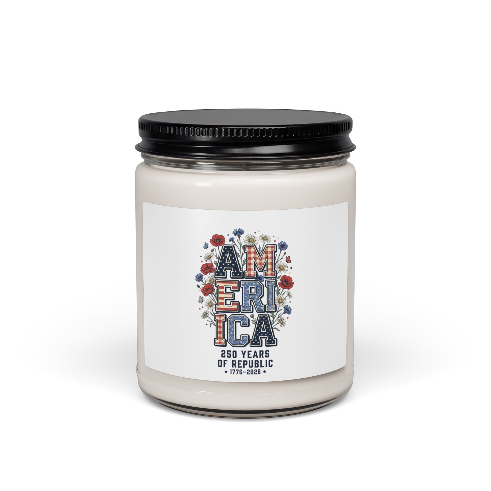Vintage Americana America Floral Label Candle | 4th of July Stars & Stripes