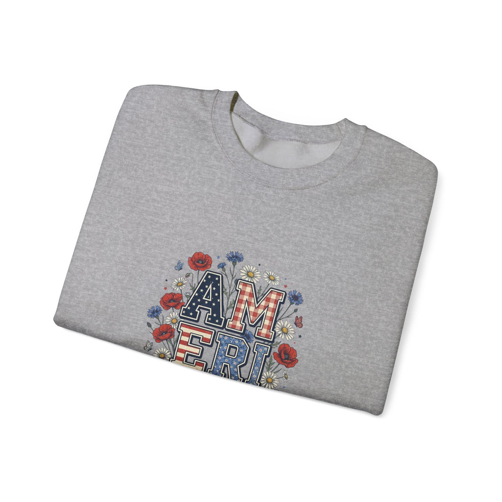 Vintage Americana America Floral Crewneck Sweatshirt | 4th of July Patriotic