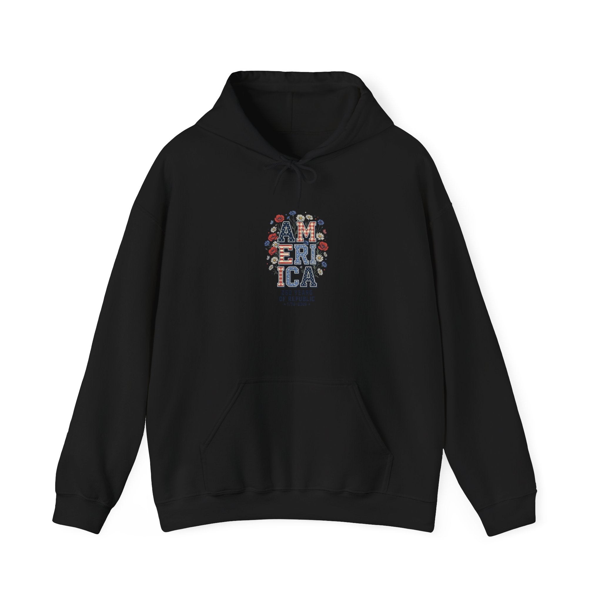 Vintage Americana 'America' Typography Hoodie | 4th of July Stars & Florals
