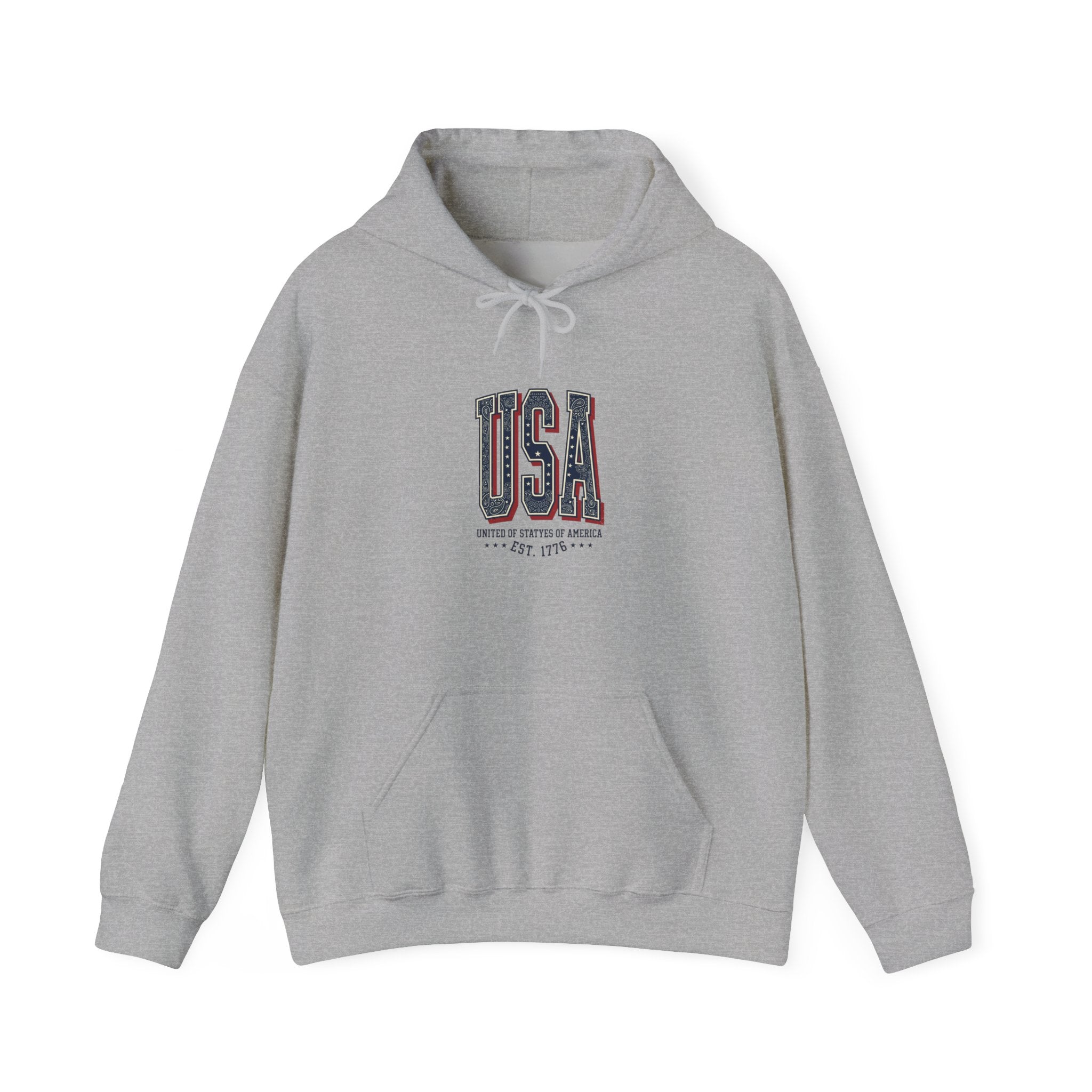 Vintage USA Hoodie | 4th of July Patriotic Graphic, Stars & Stripe Typography