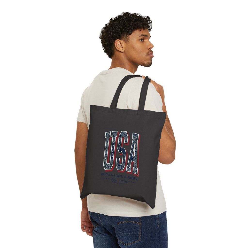 Vintage USA Typography Tote | 4th of July Americana Stars & Stripes