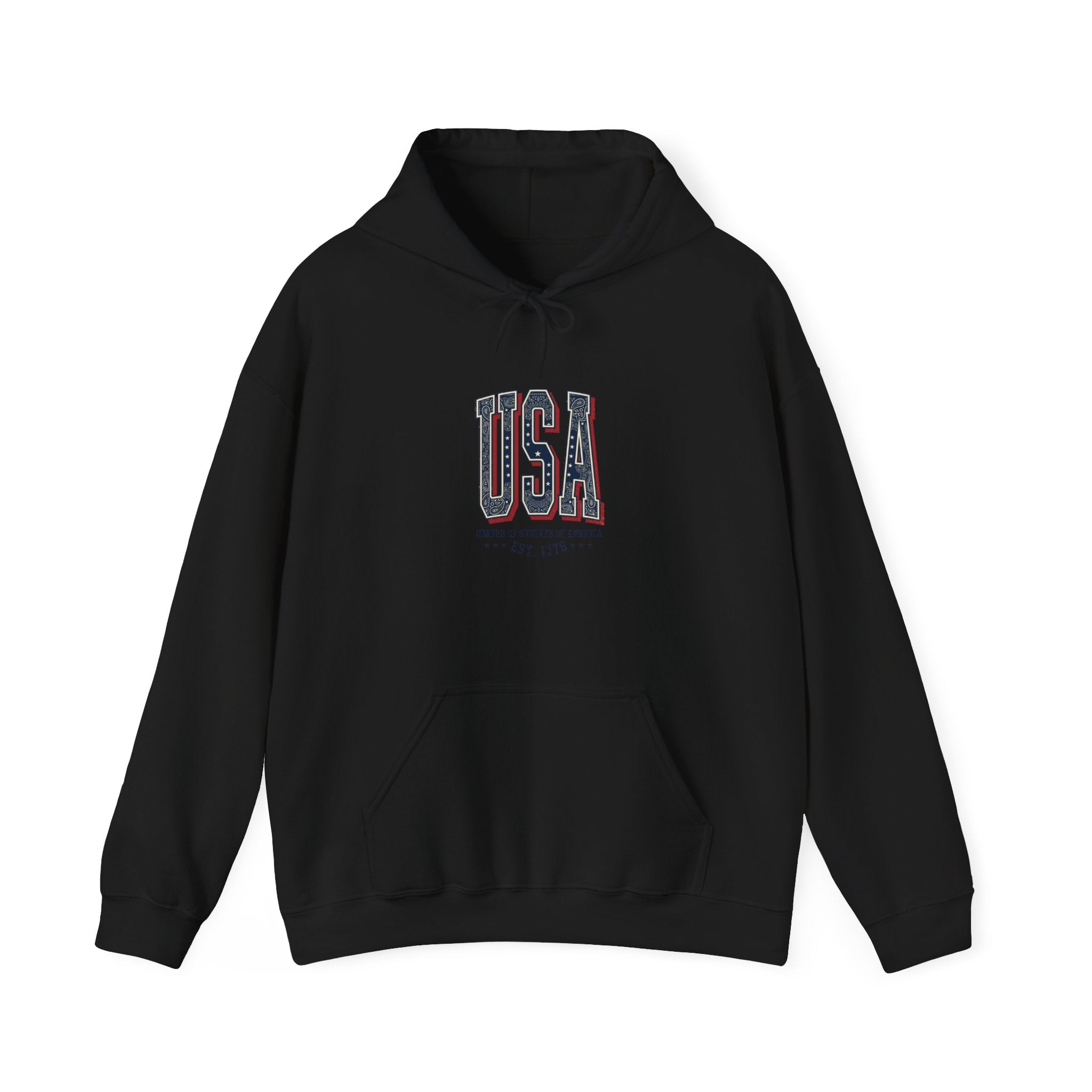 Vintage USA Hoodie | 4th of July Patriotic Graphic, Stars & Stripe Typography