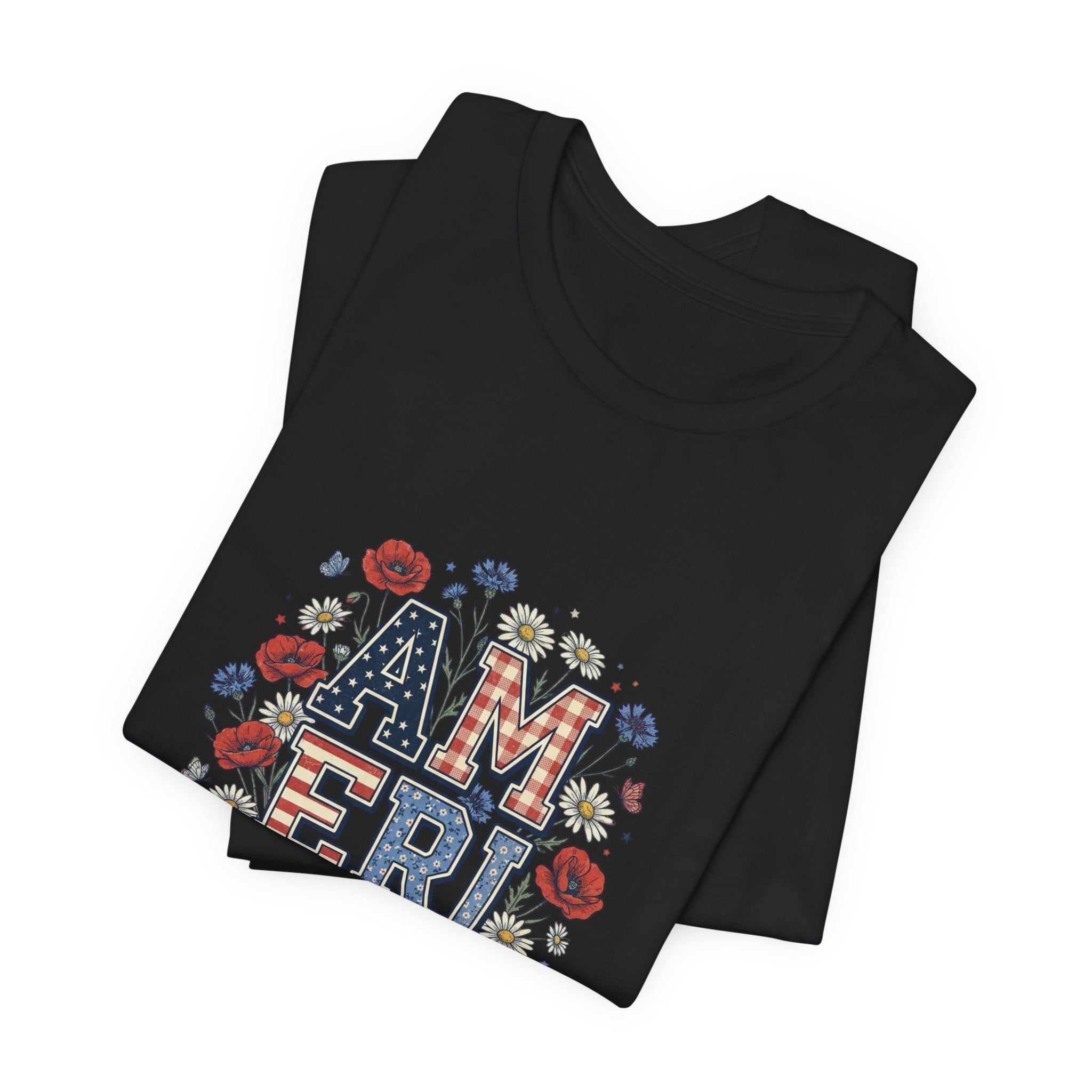 America Floral Vintage Tee | 4th of July Patriotic Stars & Stripes