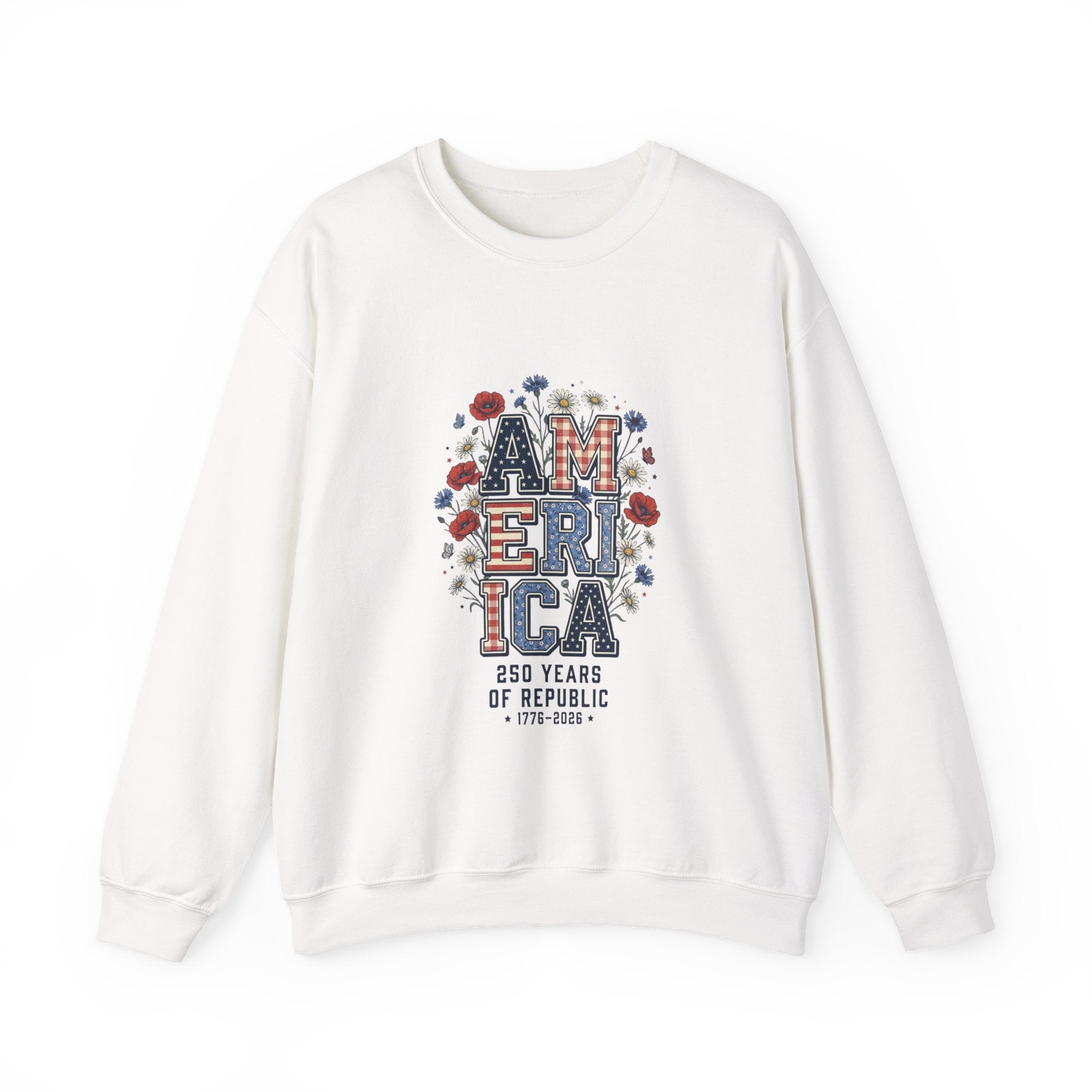 Vintage Americana America Floral Crewneck Sweatshirt | 4th of July Patriotic
