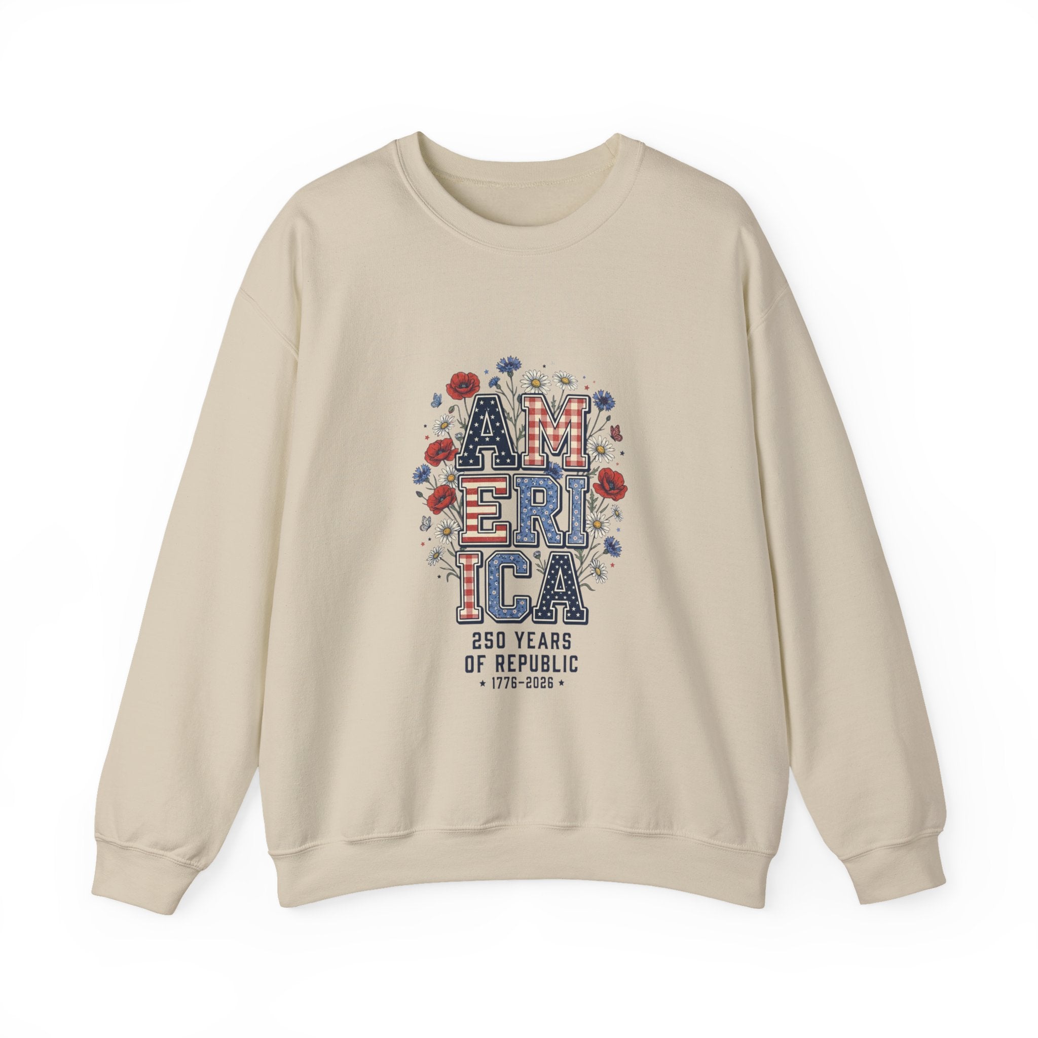 Vintage Americana America Floral Crewneck Sweatshirt | 4th of July Patriotic