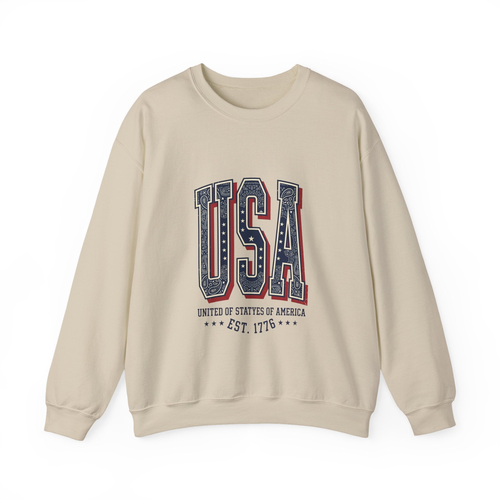 Vintage USA Crewneck Sweatshirt | 4th of July Americana, Stars & Stripe Typography