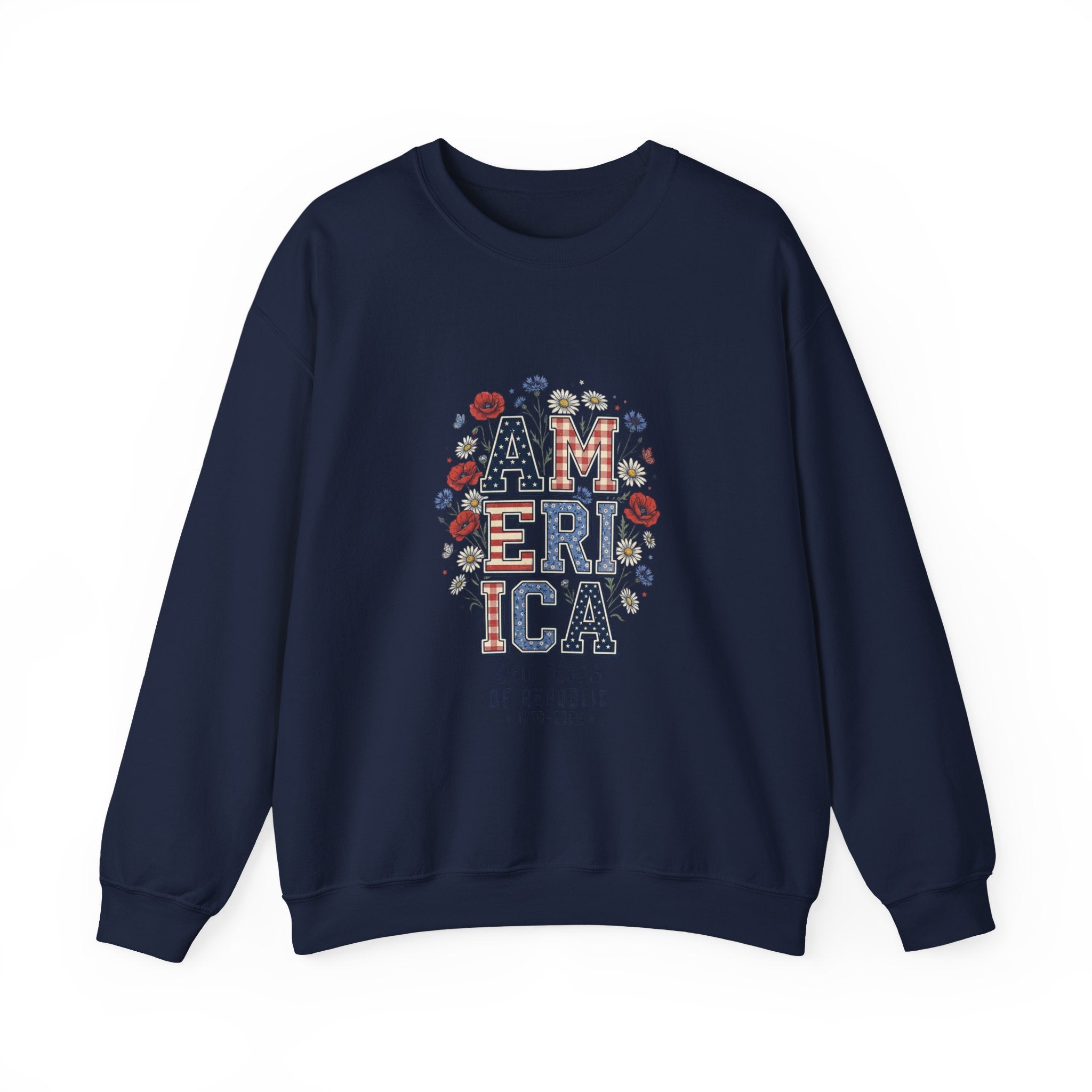 Vintage Americana America Floral Crewneck Sweatshirt | 4th of July Patriotic