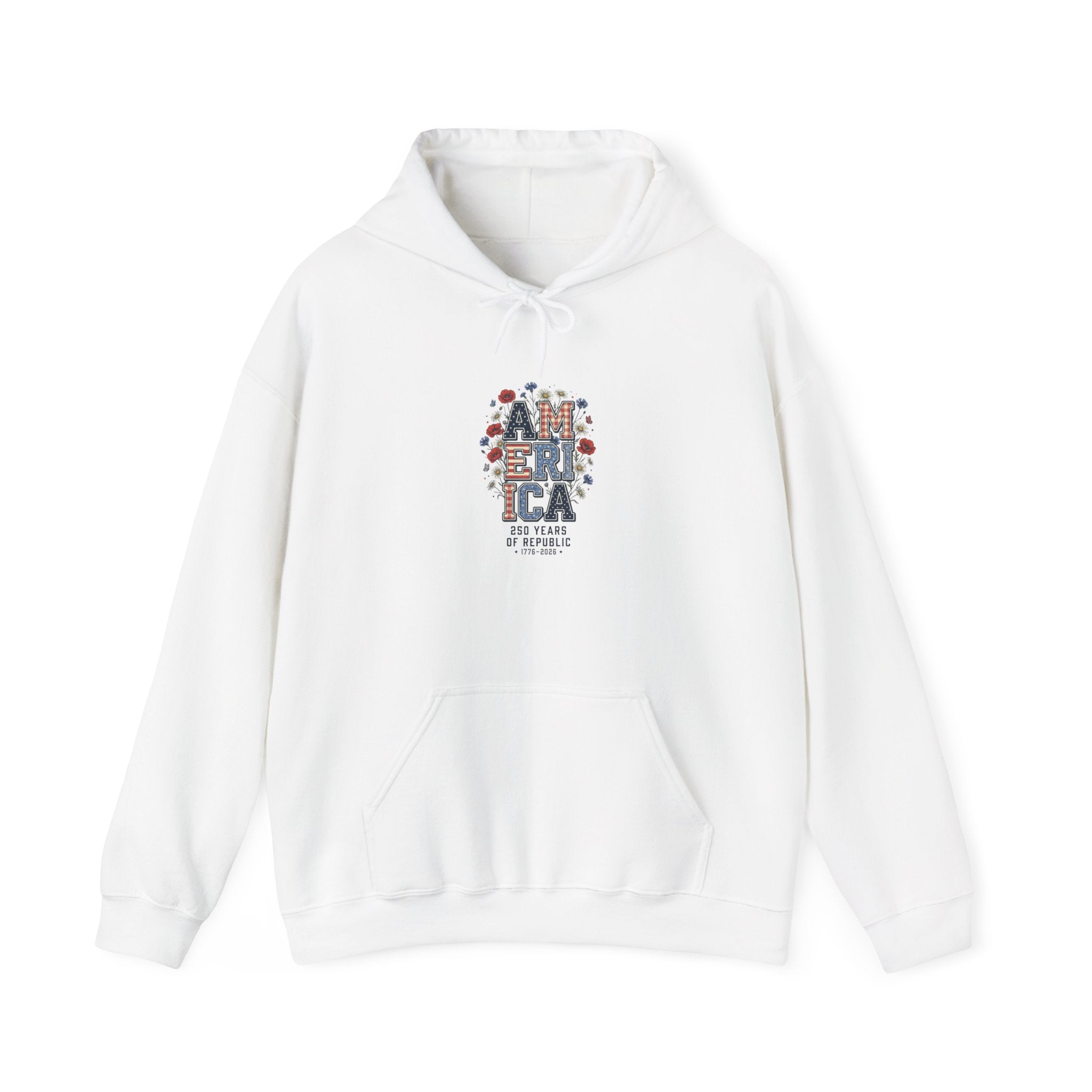 Vintage Americana 'America' Typography Hoodie | 4th of July Stars & Florals