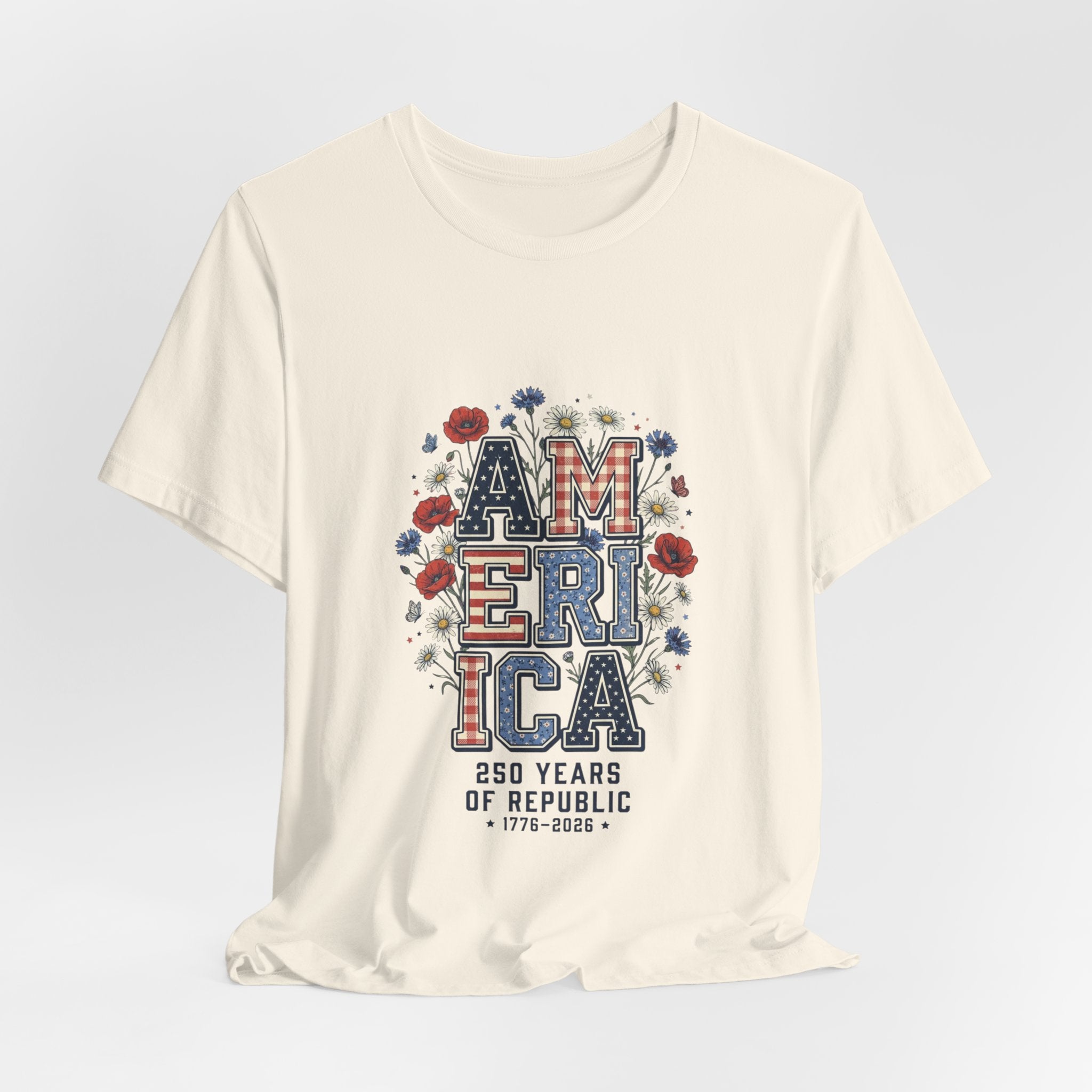 America Floral Vintage Tee | 4th of July Patriotic Stars & Stripes