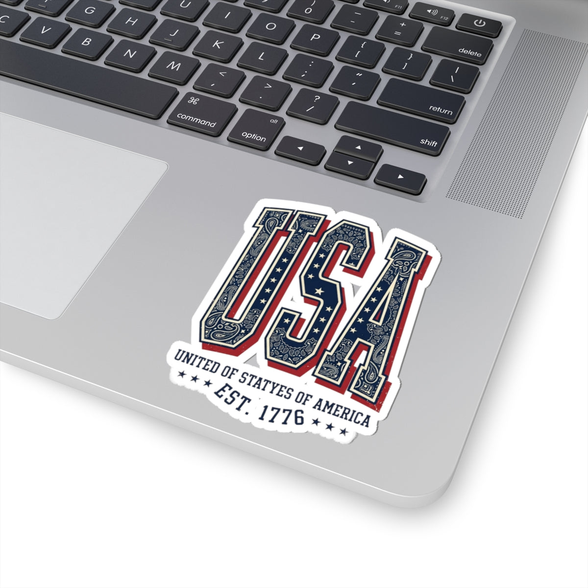 USA Patriotic Bandana Typography Sticker | 4th of July Vintage Americana