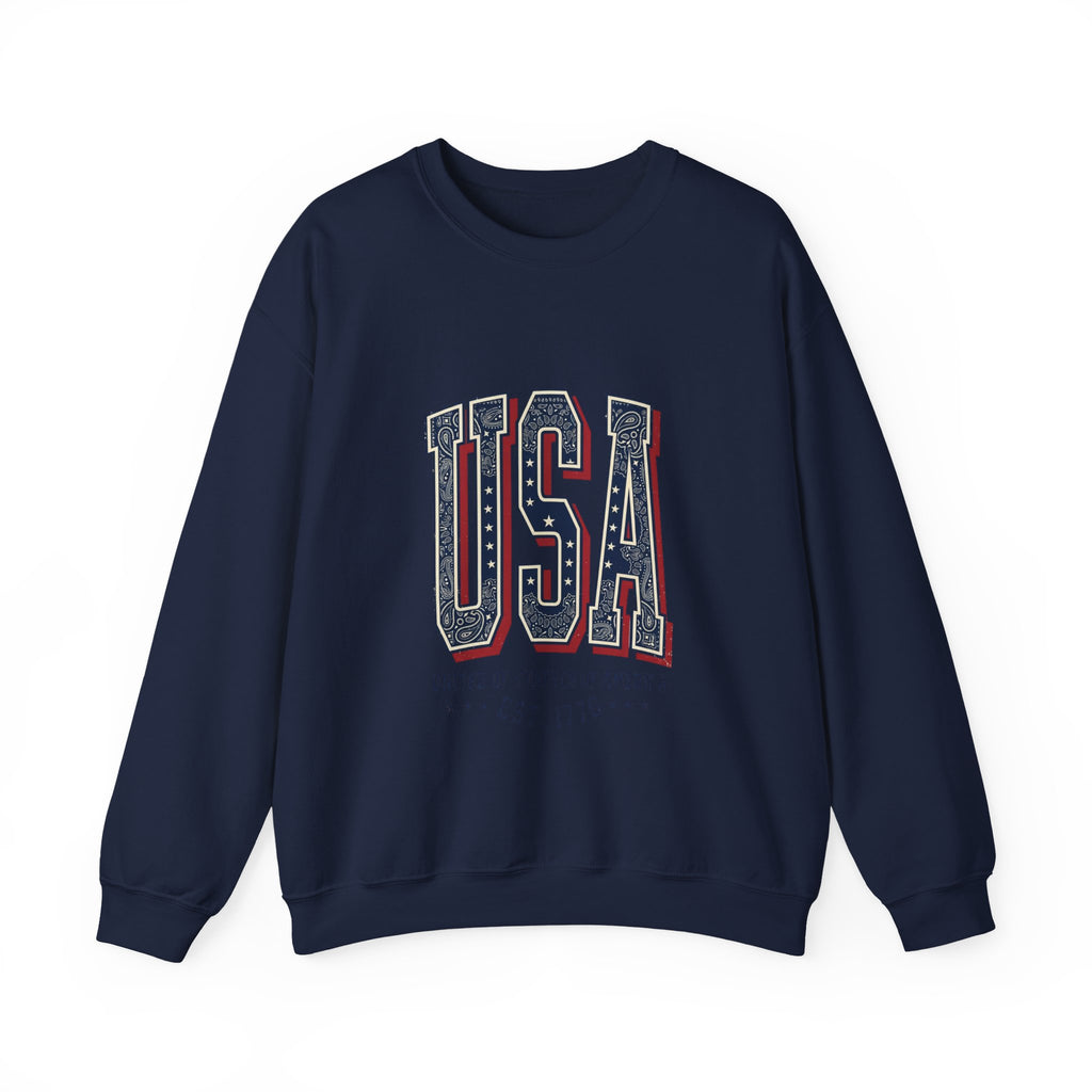 Vintage USA Crewneck Sweatshirt | 4th of July Americana, Stars & Stripe Typography